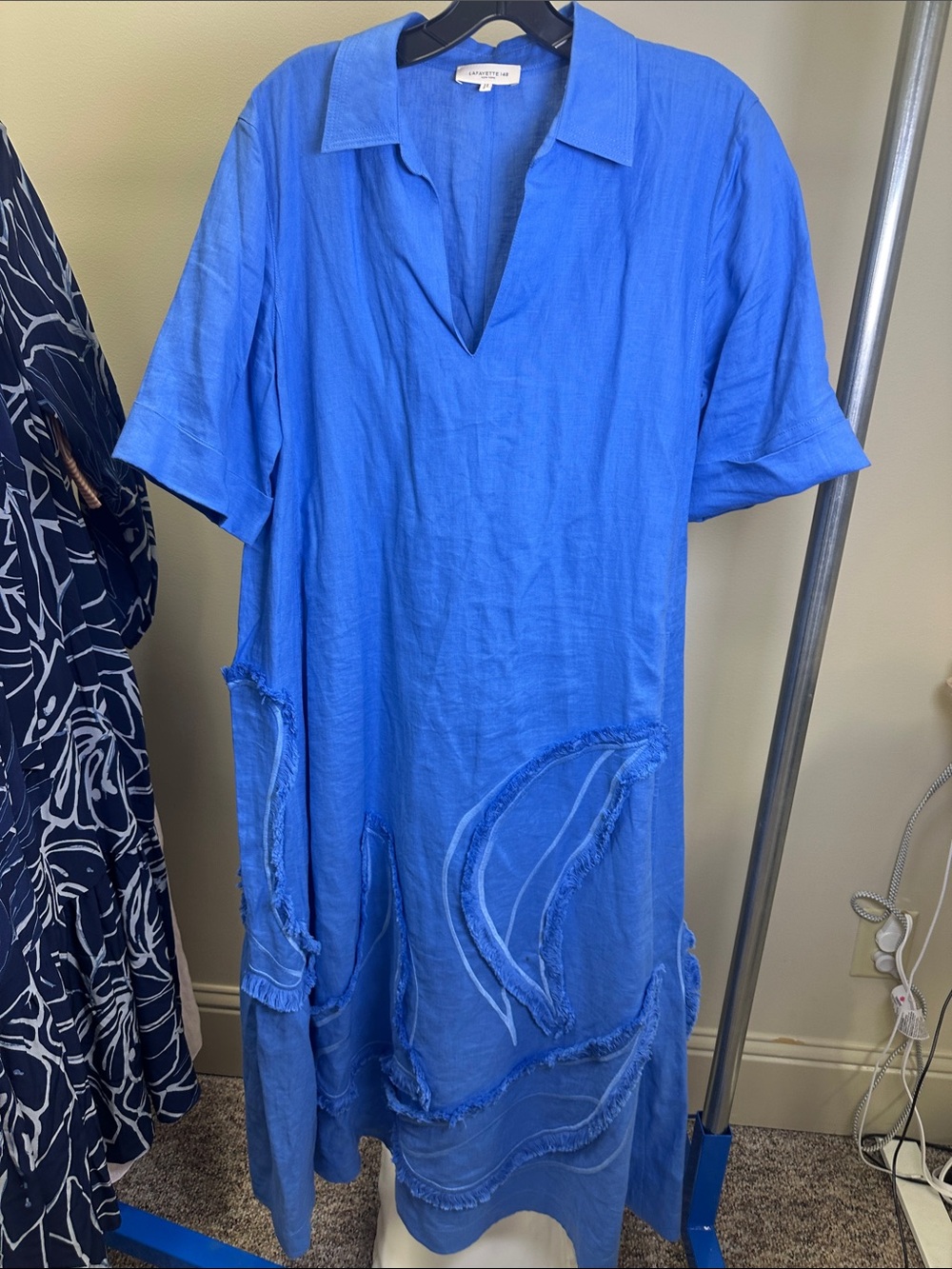 Lafayette 148 New York Bright Cobalt Blue Linen Maxi Dress